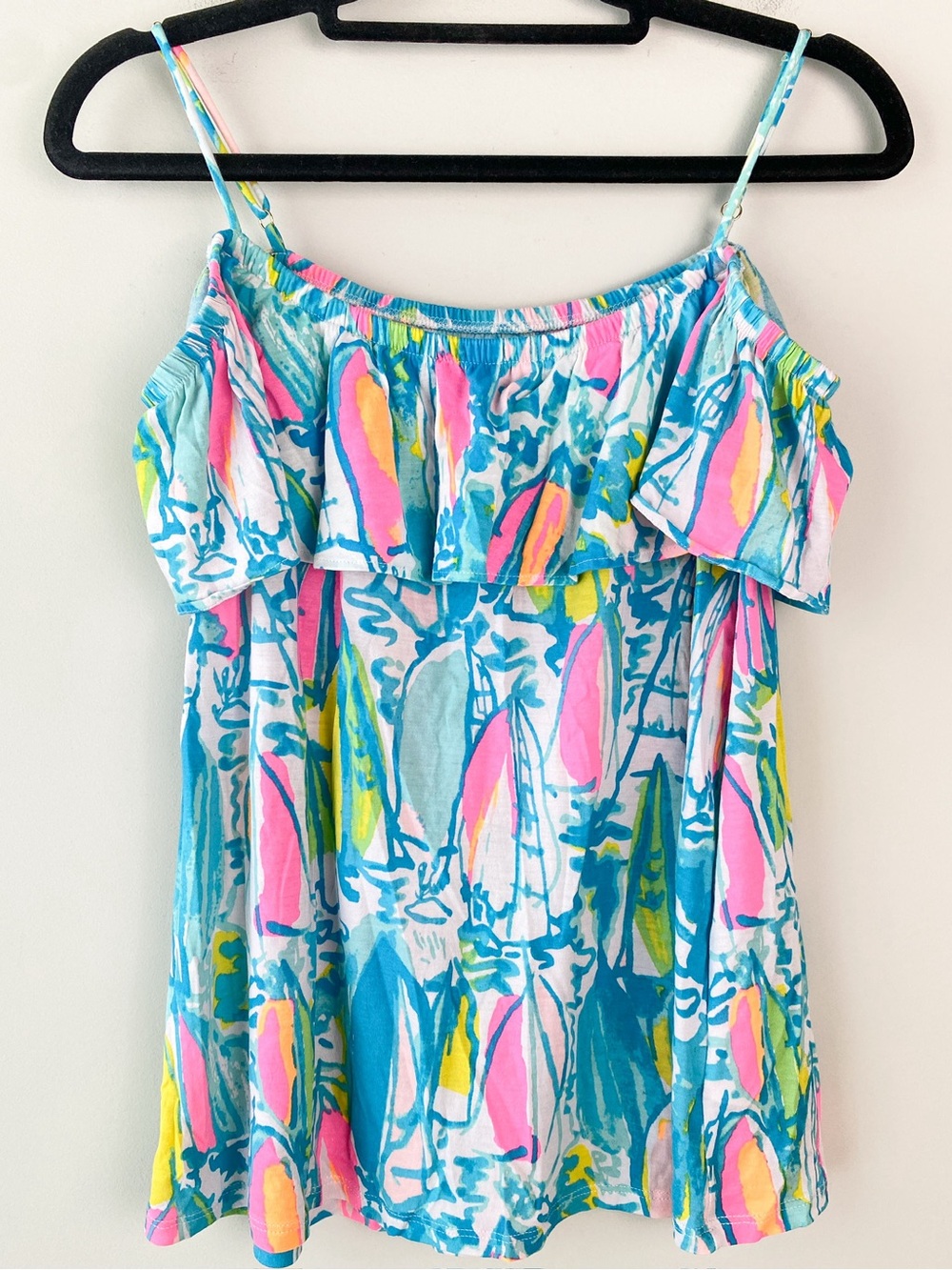 Lilly Pulitzer Womens Tamiami Top S Beach And Bae Sailboat Off The Shoulder3